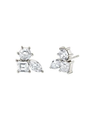 6 Lab-Grown Diamond Ear Climber Earring in 14K White Gold, 1.70ctw Round Brilliant Lab Grown Diamonds