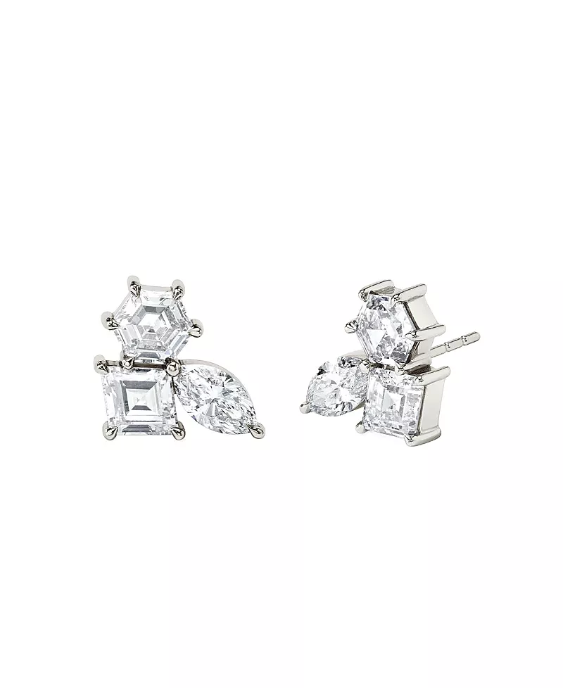 Vrai 6 Lab-Grown Diamond Ear Climber Earring in 14K White Gold, 1.70ctw Round Brilliant Lab Grown Diamonds