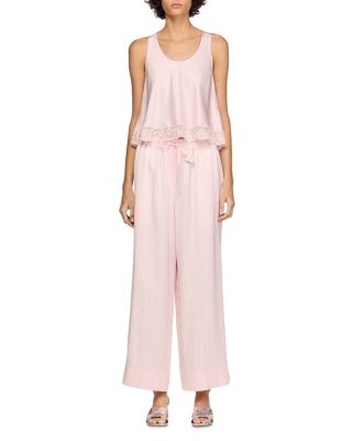 Satin Top with Lace Trim