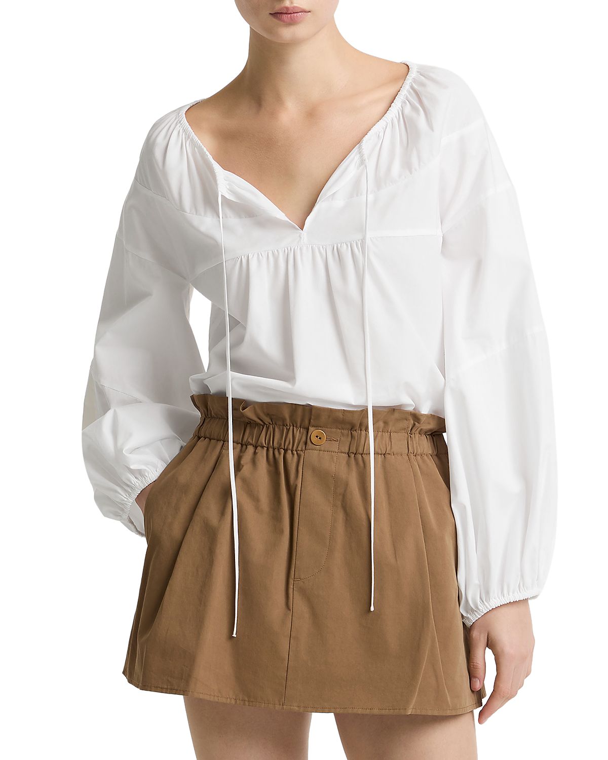 Vince Shirred Long Sleeve Top