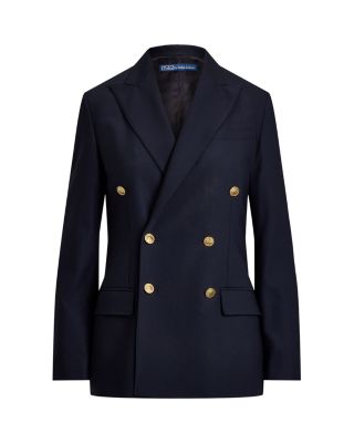 Double Breasted Stretch Wool Blazer