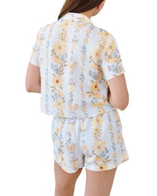 Floral Short Sleeve Notch Collar Shirt