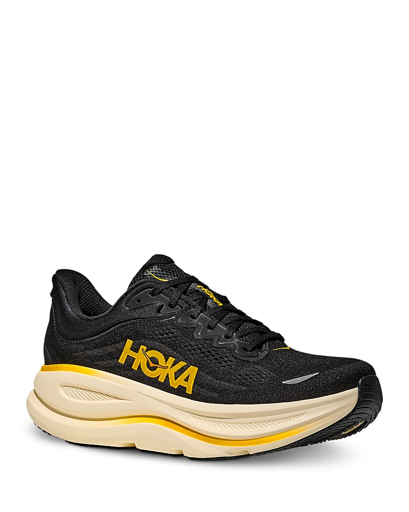 Hoka Men's Bondi 9 Lace Up Running Sneakers in Galatic Grey