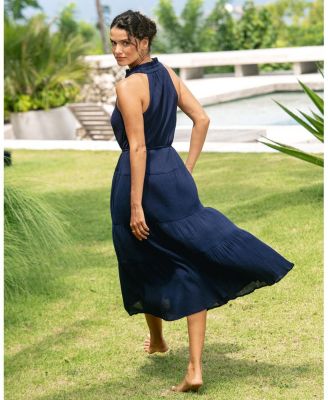  Tracy Cotton Tiered Midi Shirt Cover-Up Dress