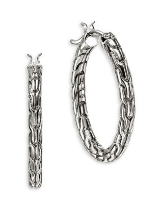 Sterling Silver JH Essentials Chain Motif Hoop Earrings
