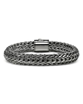 Dark Silver Icon Woven Link Bracelet, 10.5mm