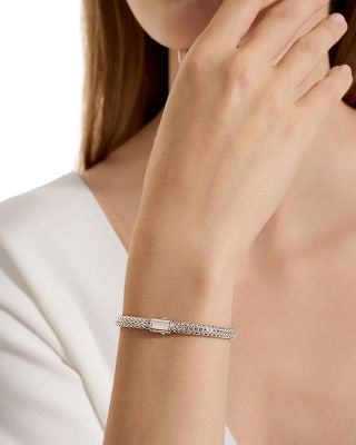 14K Yellow Bonded Gold & Sterling Silver Icon Reversible Woven Link Bracelet, 5mm