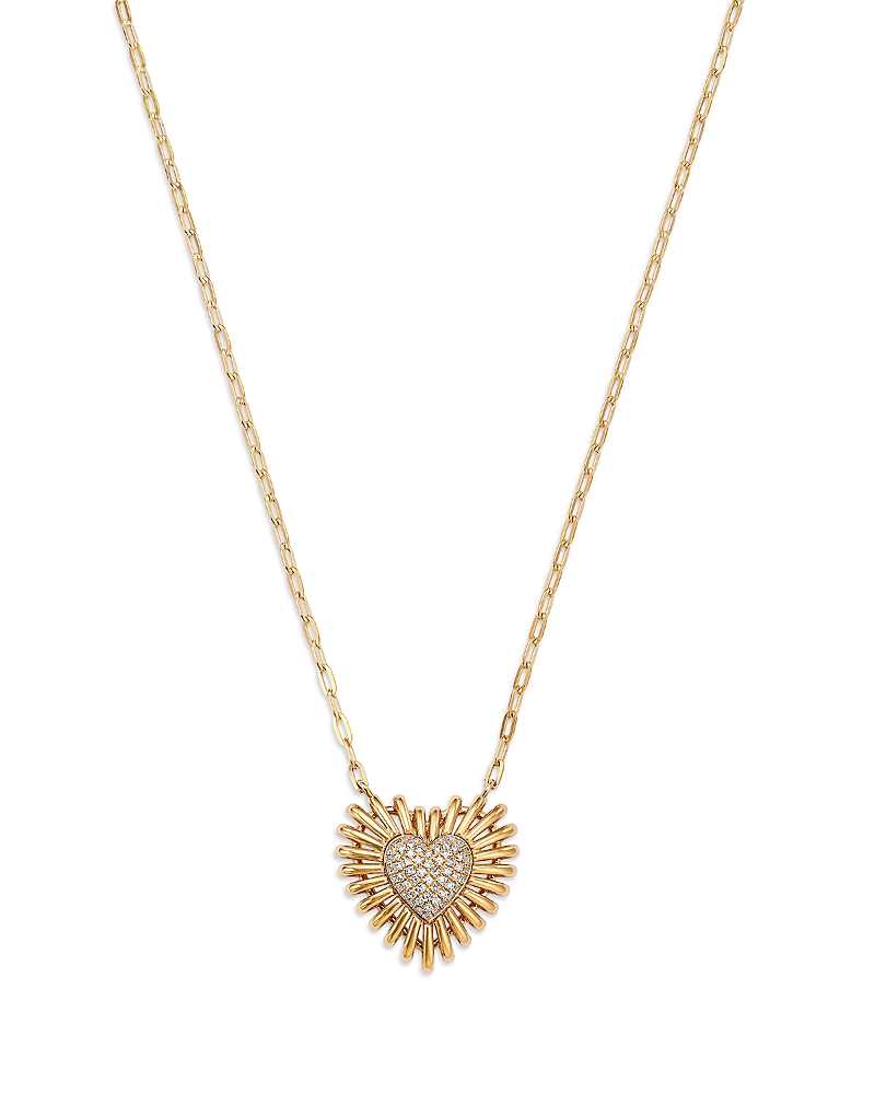 Bloomingdale's Fine Collection Diamond Pave Heart Pendant Necklace in 14K Yellow Gold, 0.12 tcw