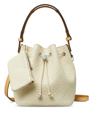 T Monogram Leather Bucket Bag