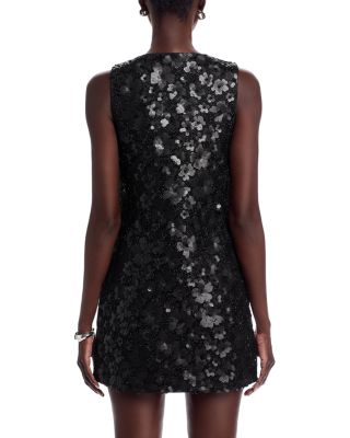 Sequin Flower V Neck Mini Dress