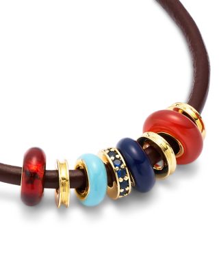 Leather Stone Slider Bracelet
