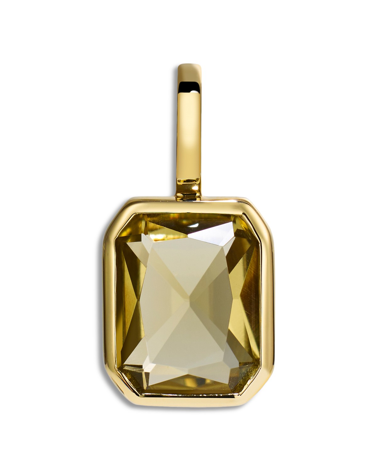 14K Yellow Gold Champagne Quartz Lumen Octagon Pendant