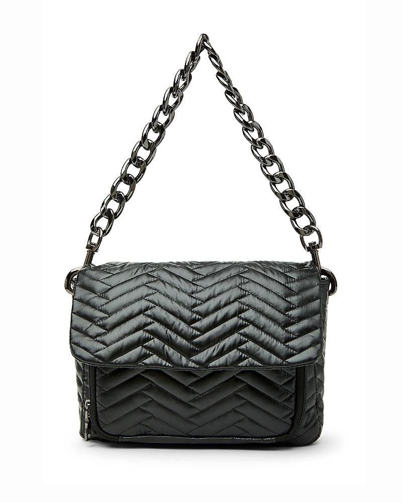 Think Royln Muse Moto Medium Quilted Nylon Crossbody Bag