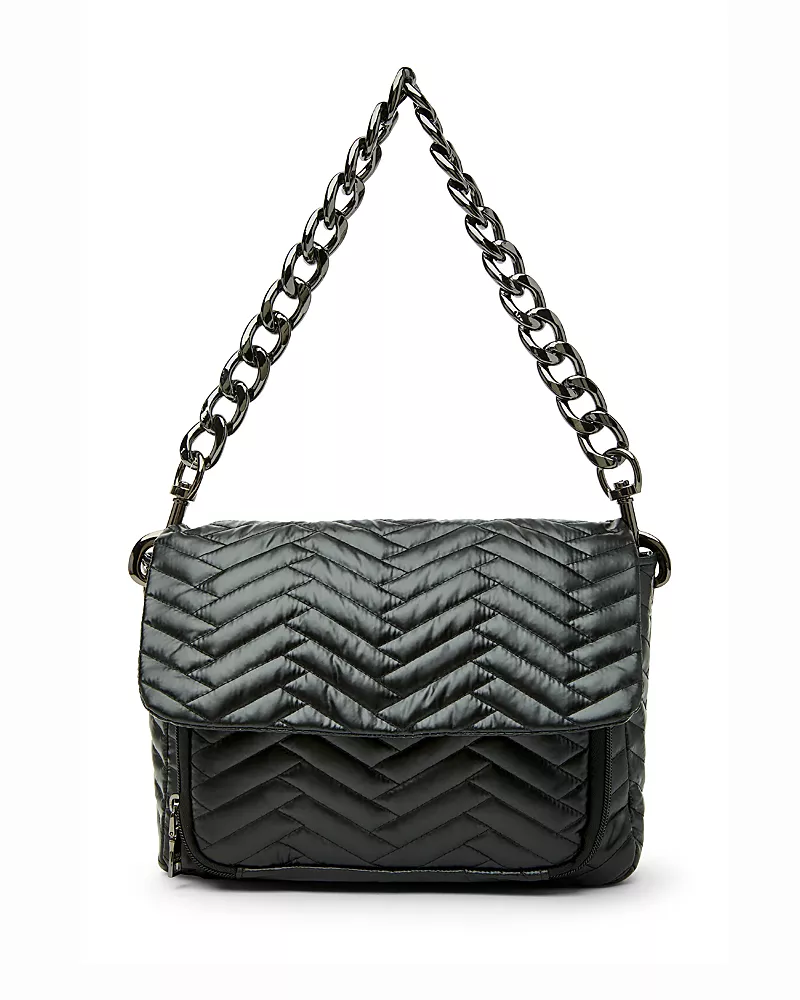 Think Royln Muse Moto Medium Quilted Nylon Crossbody Bag