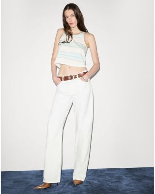 The Thrasher Mid Rise Loose Straight Jeans in Blanco