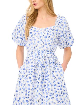 Floral Eyelet Puff Sleeve Midi Dress