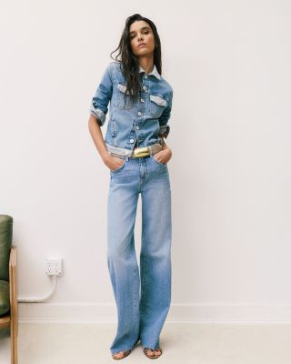 Louane Ultra High Rise Wide Leg Flared Jeans in Bexley