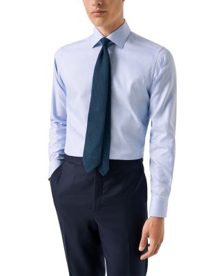 Contemporary Fit Semi Solid Textured Twill Shirt