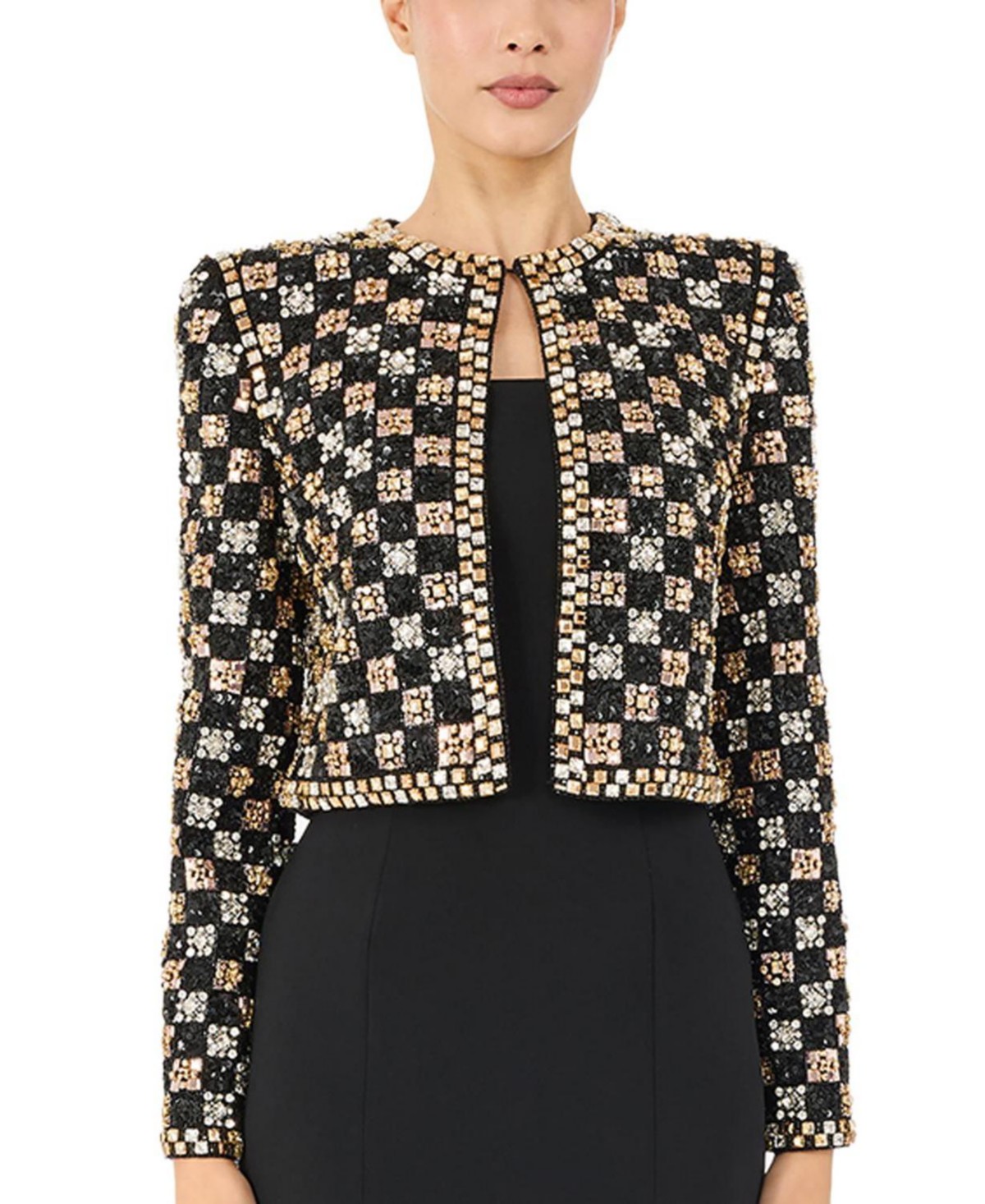 Jenny Packham Dahlia Crystal-Embellished Jacket in Liquorice