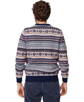  Fair Isle Crew Neck Wool Sweater