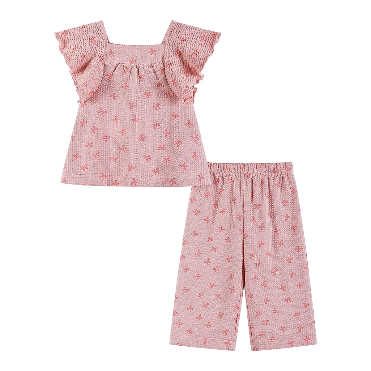 Andy & Evan Girls' Knit Seersucker Top & Pant Set - Little Kid