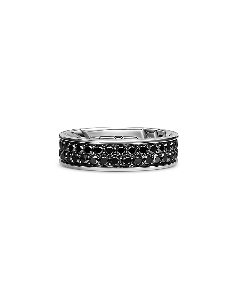 David Yurman Streamline Band Ring in Sterling Silver with Black Diamonds, 6.2mm