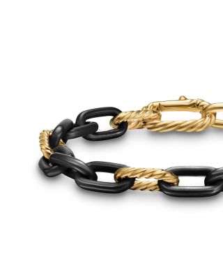 DY Madison&reg; Chain Bracelet in Black Titanium with 18K Yellow Gold, 8.5mm