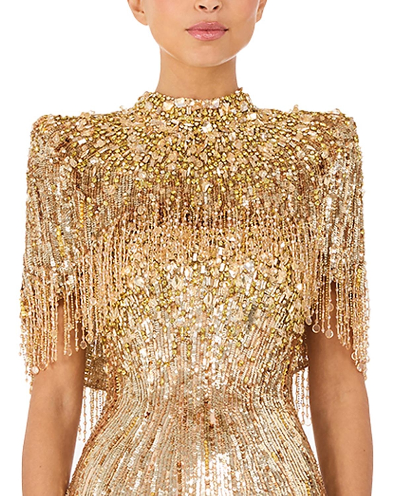 Jenny Packham Ellen Mock-Neck Beaded Top