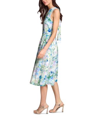 Printed Sleeveless Tie Back Midi Dress