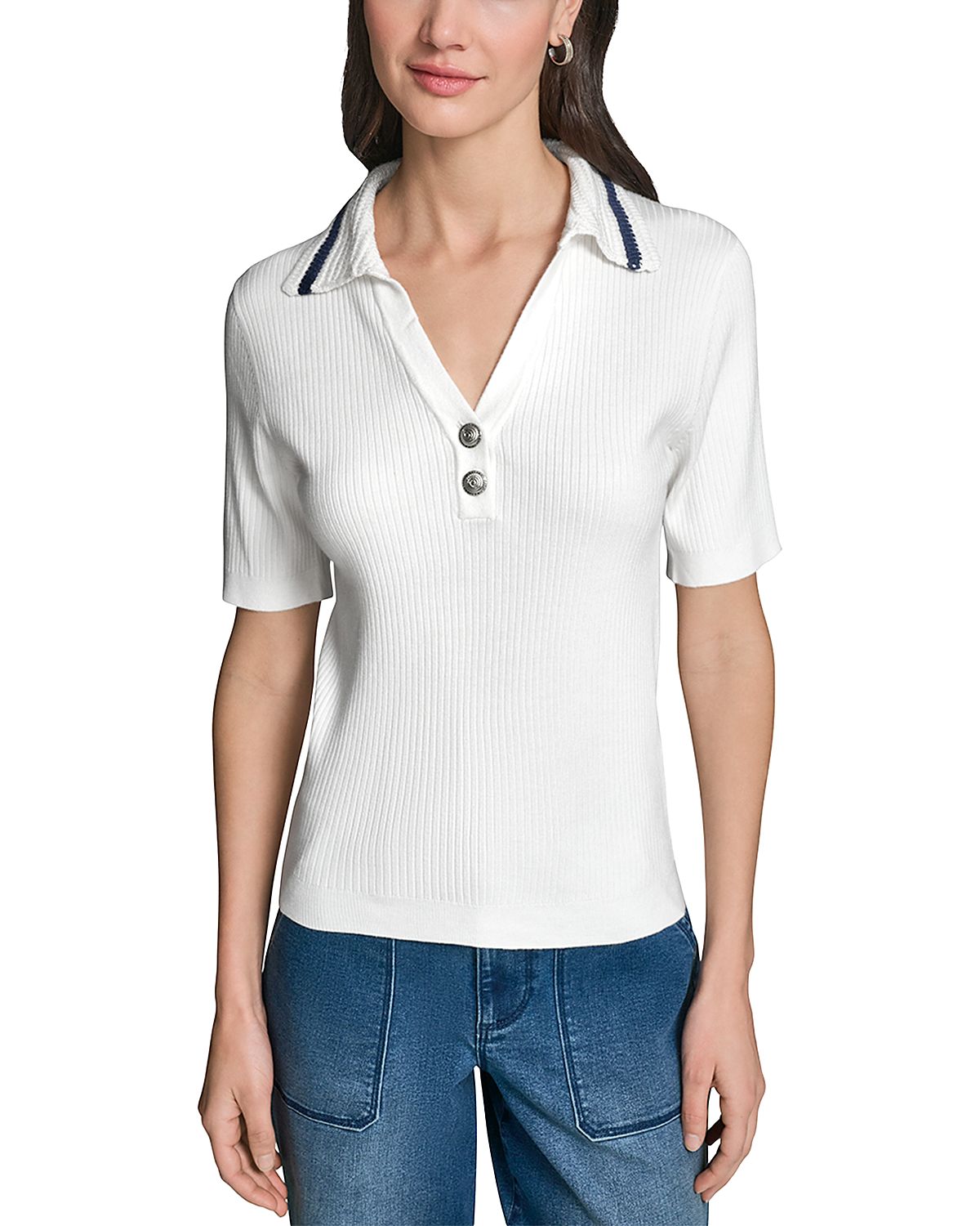 Karl Lagerfeld Paris Crochet Johnny Collar Sweater
