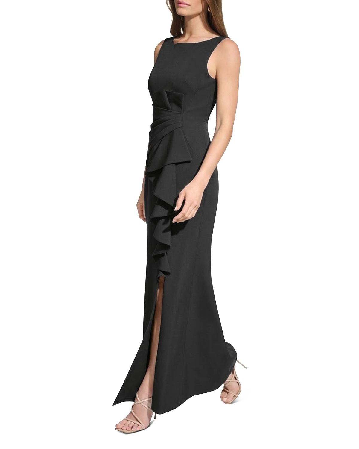 Eliza J Ruffled Sleeveless Gown
