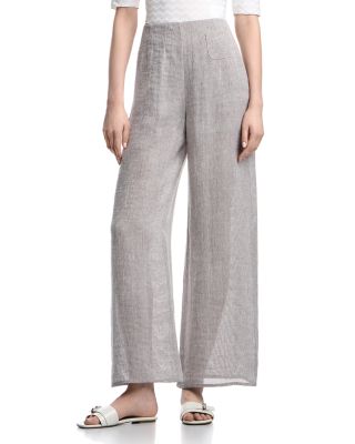 Linen Blend Gauze Wide Leg Trousers
