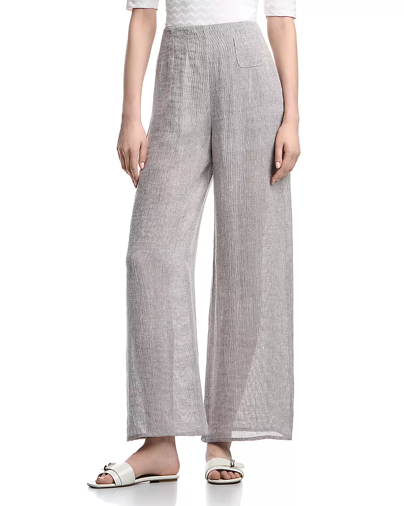 Emporio Armani Linen Blend Gauze Wide Leg Trousers