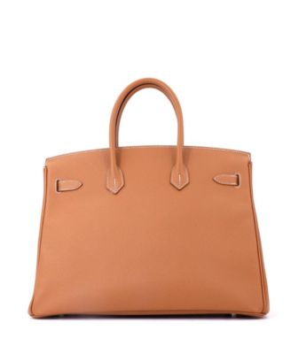 Birkin 35 Handbag Brown Epsom with Palladium Hardware
