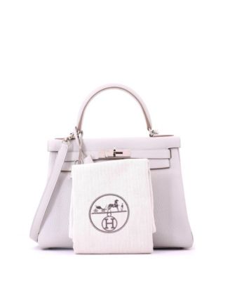 Kelly 28 Handbag Grey Clemence with Palladium Hardware
