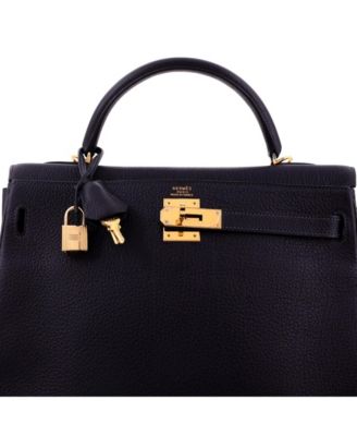 Kelly 32 Handbag Blue Togo with Gold Hardware