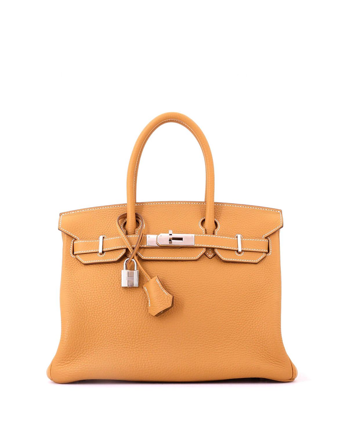 Pre-Owned HERMES Birkin 30 Handbag Brown Clemence with Palladium Hardware