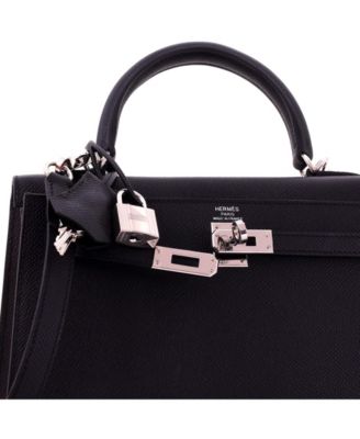 Kelly 25 Handbag Black Epsom with Palladium Hardware