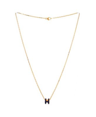 Mini Pop H Pendant Chain Necklace Metal and Enamel, 16"