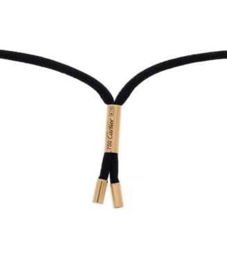  Medium Trinity on Cord Necklace Silk Cord with 18K Tricolor Gold, 13.5"