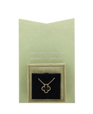  Vintage Alhambra Pendant Necklace 18K Gold and Onyx, 16.25"