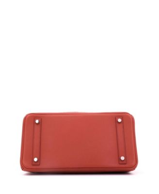 Birkin 30 Handbag Orange Clemence and Evercolor with Palladium Hardware