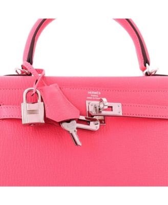 Kelly 25 Handbag Pink Chevre Mysore with Palladium Hardware