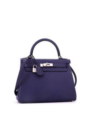 Kelly 28 Handbag Verso Evercolor with Palladium Hardware