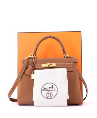 Kelly 28 Handbag Brown Togo with Gold Hardware