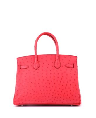 Birkin 30 Handbag Pink Ostrich with Palladium Hardware
