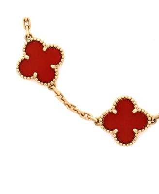  Vintage Alhambra 5 Motifs Bracelet 18K Gold and Carnelian