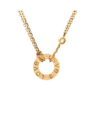  2 Diamonds Love Pendant Necklace 18K Gold and Diamonds, 16"