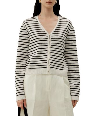 Toscana Striped Pointelle Cardigan