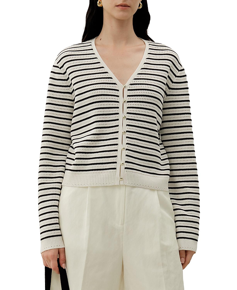 Lilysilk Toscana Striped Pointelle Cardigan